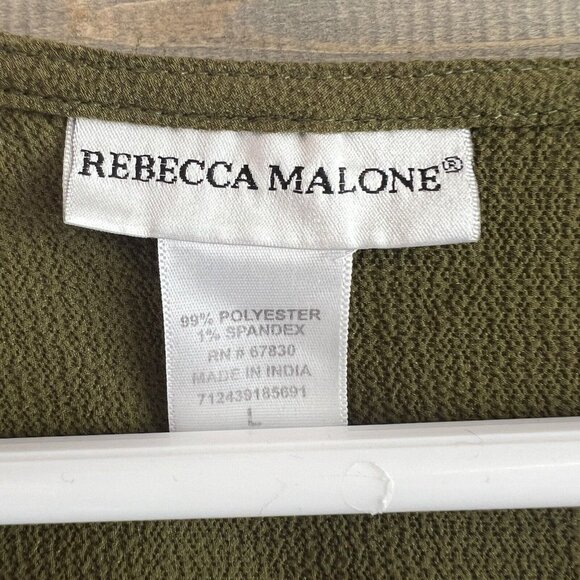 Rebecca Malone Womens Blouse 3/4 Sleeve Zip Neck Pockets Versatile Modern Large - Picture 6 of 6